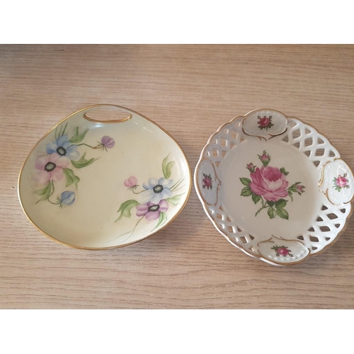 620 - 2 x Vintage Small Porcelain Dishes; 'Porzellan GDR Krone' with Rose Motif (Ø: 14cm) and 'Altrohlau M... 