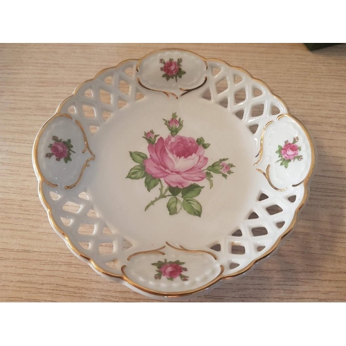 620 - 2 x Vintage Small Porcelain Dishes; 'Porzellan GDR Krone' with Rose Motif (Ø: 14cm) and 'Altrohlau M... 