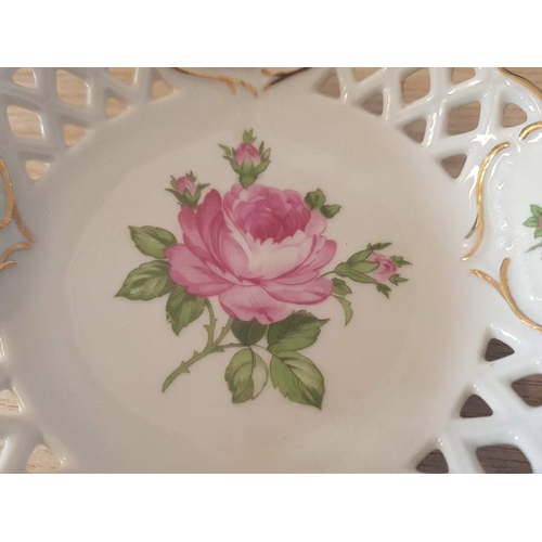 620 - 2 x Vintage Small Porcelain Dishes; 'Porzellan GDR Krone' with Rose Motif (Ø: 14cm) and 'Altrohlau M... 