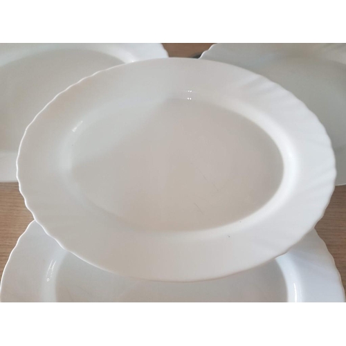 623 - Set of 4 x White Colour Matching Oval Serving Dishes, (Approx. 34 x 26cm each)