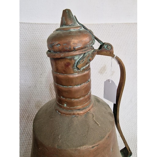 628 - 2 x Large Antique Similar Copper Jugs / Kettles, with Curved Handles and Lids, (Approx. H: 48cm and ... 