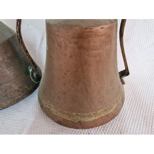 628 - 2 x Large Antique Similar Copper Jugs / Kettles, with Curved Handles and Lids, (Approx. H: 48cm and ... 