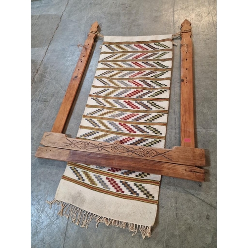 631 - Hand Woven Naxos Rug in Vintage Wooden Weaving Loom Frame, (Approx. 109 x 136cm Overall)