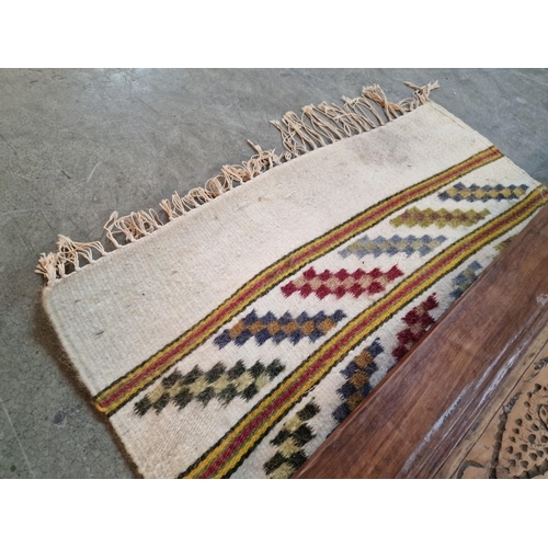 631 - Hand Woven Naxos Rug in Vintage Wooden Weaving Loom Frame, (Approx. 109 x 136cm Overall)