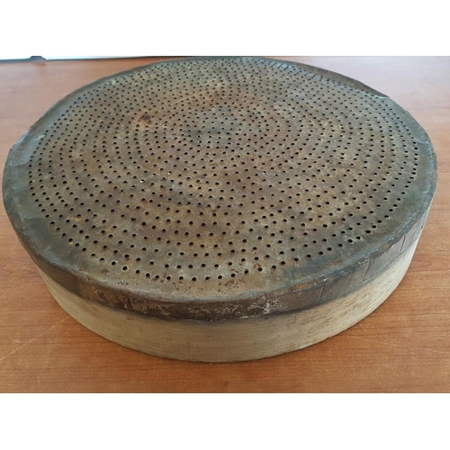 645 - Antique Handmade Cypriot Wooden & Metal Traditional Sieve / Strainer, (Approx. Ø: 46cm, H: 9cm)