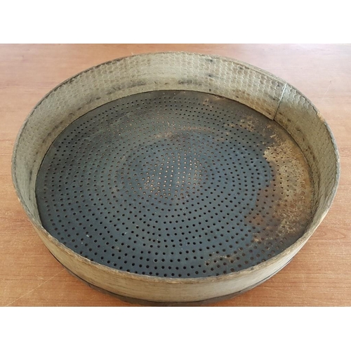 645 - Antique Handmade Cypriot Wooden & Metal Traditional Sieve / Strainer, (Approx. Ø: 46cm, H: 9cm)