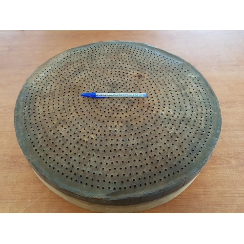 645 - Antique Handmade Cypriot Wooden & Metal Traditional Sieve / Strainer, (Approx. Ø: 46cm, H: 9cm)