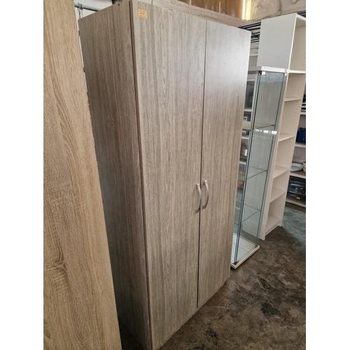 142 - Wooden Effect Double Wardrobe with 4 x Internal Shelves,  (Approx. 80 x 41 x 180cm)