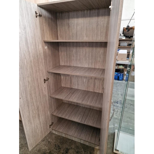 142 - Wooden Effect Double Wardrobe with 4 x Internal Shelves,  (Approx. 80 x 41 x 180cm)