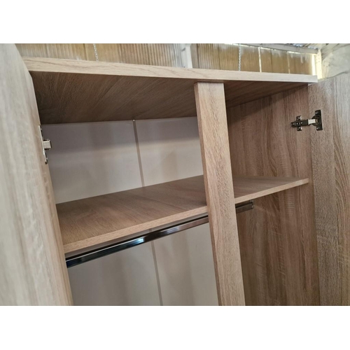 143 - Light Wood Effect 2-Door Wardrobe with Inner Shelf and Hanging Rail, (Approx. 83 x 58 x 201cm)