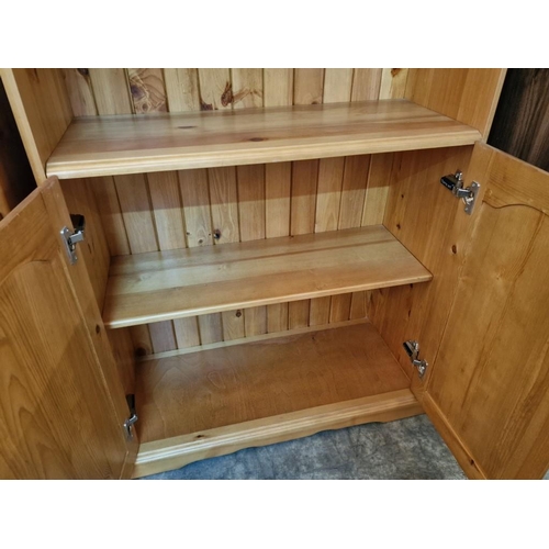 306 - Pine Wood Bookcase / Display Shelves Over Double Cupboard, (Approx. 80 x 35 x 197cm), * Unused, Furn... 