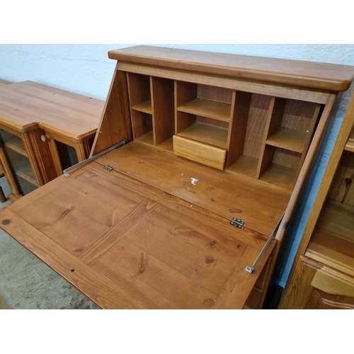 307 - Pine Wood Bureau / Writing Desk with Drop-Down Sloped Front, Fitted Interior Over 5-Dawers, (Approx.... 