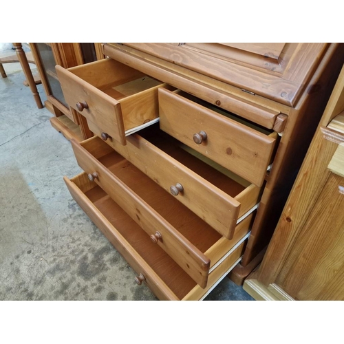 307 - Pine Wood Bureau / Writing Desk with Drop-Down Sloped Front, Fitted Interior Over 5-Dawers, (Approx.... 