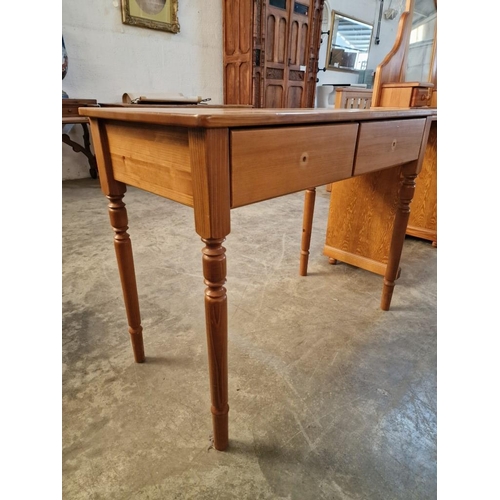 312 - Pine Wood 2-Drawer Console / Hall Table / Dressing Table with Turned Legs, (Approx. 99 x 48 x 78cm),... 