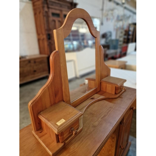 314 - Solid Pine Dressing Table Mirror with Two Integrated Small Drawers, (Approx. 82 x 64cm), * Unused, F... 