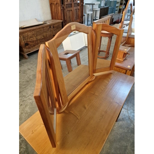 315 - Solid Pine Wood Shaped 3-Part Dressing Table Mirror, (Approx. 102 x 55cm), * Unused, Furniture Shop ... 