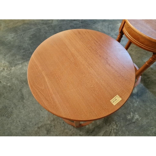 316 - Light Wood Round Lamp / Side Table with Turned Legs and Drawer, (Approx. Ø: 45cm, H: 72cm), * Unused... 