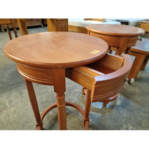 316 - Light Wood Round Lamp / Side Table with Turned Legs and Drawer, (Approx. Ø: 45cm, H: 72cm), * Unused... 