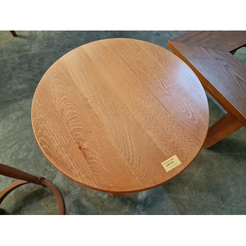 317 - Light Wood Round Lamp / Side Table with Turned Legs and Drawer, (Approx. Ø: 45cm, H: 72cm), * Unused... 