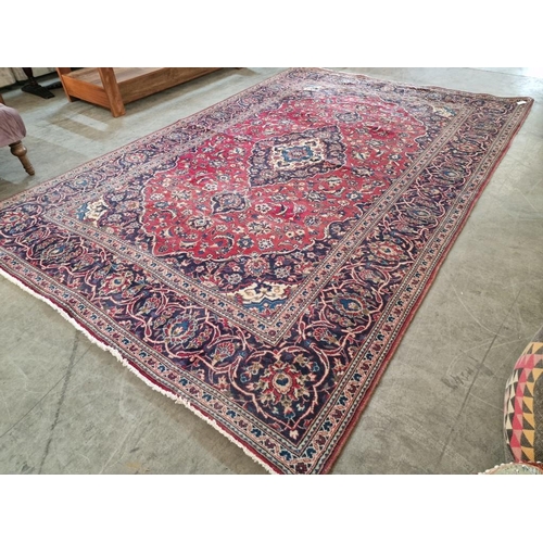 321 - Large Persian Style Carpet in Traditional Pattern with Centre Medallion and Decorative Border in Red... 