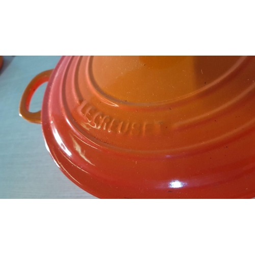 137 - Le Creuset Flame Orange Cast Iron Enameled Cooking Pot with Side and Side Handles, Made in France, (... 