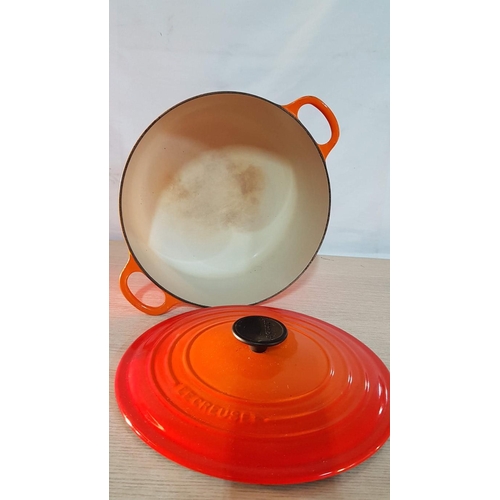 137 - Le Creuset Flame Orange Cast Iron Enameled Cooking Pot with Side and Side Handles, Made in France, (... 