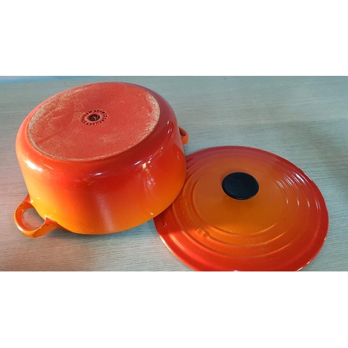 137 - Le Creuset Flame Orange Cast Iron Enameled Cooking Pot with Side and Side Handles, Made in France, (... 