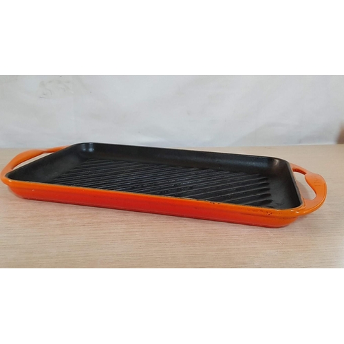 138 - Le Creuset Flame Orange Cast Iron Enameled Rectangular Grill Dish / Tray, Made in France, (Approx. 3... 