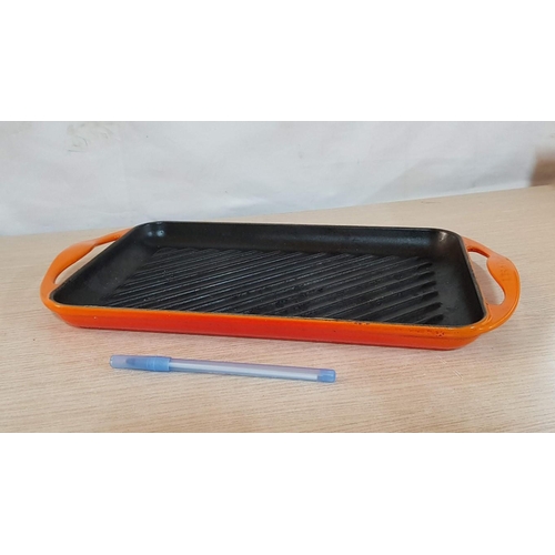 138 - Le Creuset Flame Orange Cast Iron Enameled Rectangular Grill Dish / Tray, Made in France, (Approx. 3... 