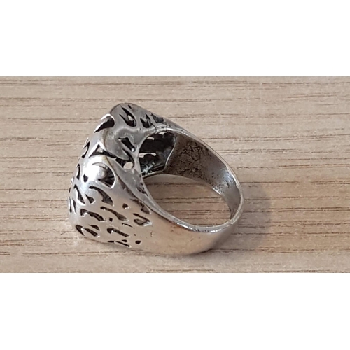 168 - Filigree Art; Silver Plated Copper Unisex Signet Ring, (Approx. Size W/X, 11g)