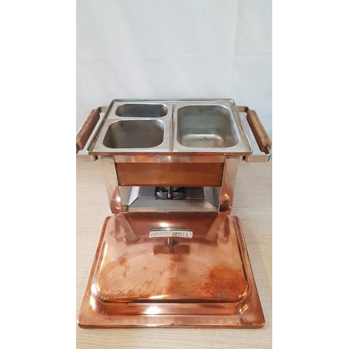 178 - Vintage 'Spring' Copper and Stainless Steel Chafing Dish, Made in Switzerland, (CH-83670, Eschlikon,... 