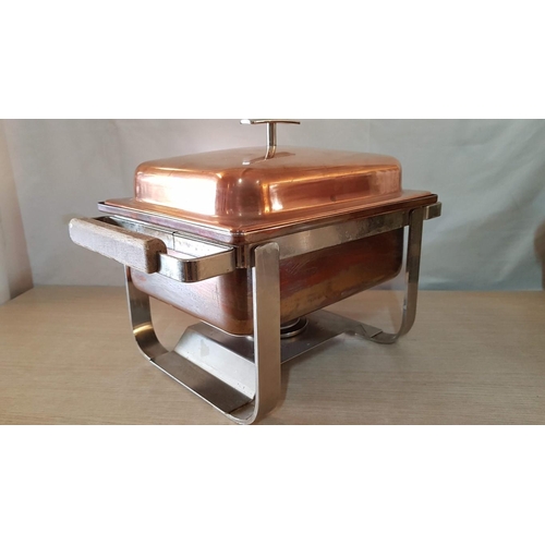 178 - Vintage 'Spring' Copper and Stainless Steel Chafing Dish, Made in Switzerland, (CH-83670, Eschlikon,... 