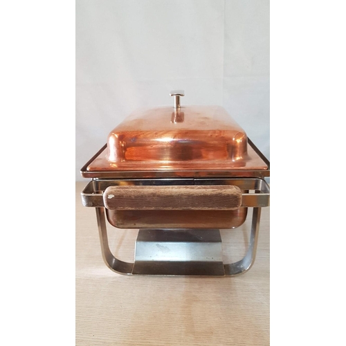 178 - Vintage 'Spring' Copper and Stainless Steel Chafing Dish, Made in Switzerland, (CH-83670, Eschlikon,... 