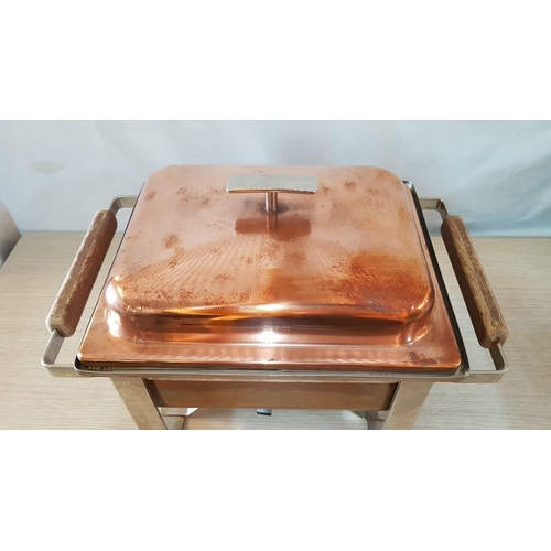 178 - Vintage 'Spring' Copper and Stainless Steel Chafing Dish, Made in Switzerland, (CH-83670, Eschlikon,... 