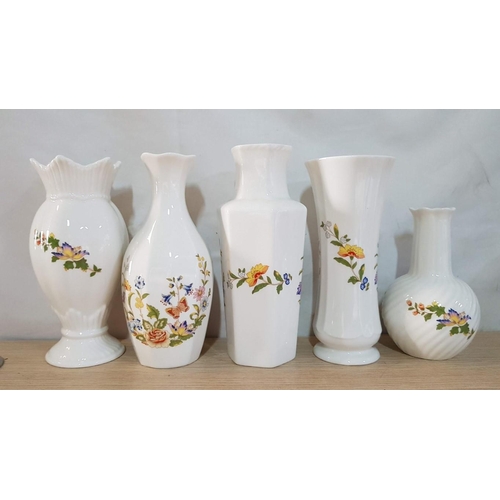 206 - Collection of Aynsley 'Cottage Garden' Fine Bone China; 5 x Assorted Vases, (Approx. H: 13 - 17.5cm)... 