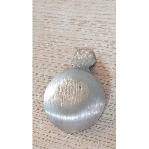 212 - Vintage Swedish Handmade Signed Pewter Salt Cellar and Spoon, 'W Saami Runes', (Approx. Ø: 5.5cm)