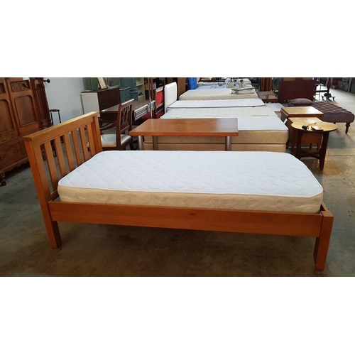 213 - Single Bed with Wooden Frame and Mattress, Together with Matching Bedside Unit with One Deep Drawer,... 