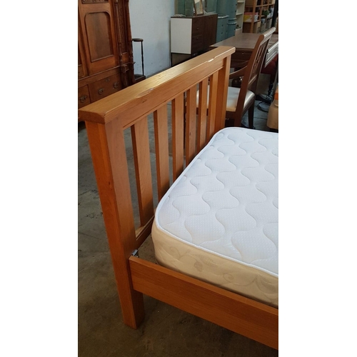 213 - Single Bed with Wooden Frame and Mattress, Together with Matching Bedside Unit with One Deep Drawer,... 