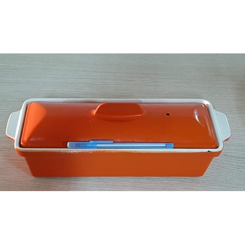 25A - 'Vogue' Pate Terrine Cast Iron / Off White Enamel Interior with Orange Exterior, 1.3L, Lidded, (Appr... 