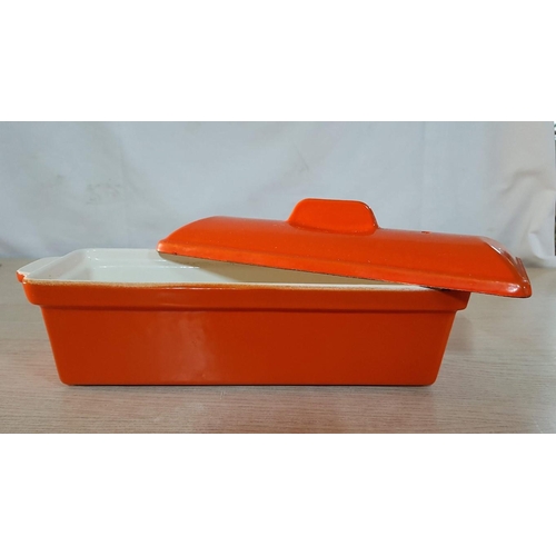 25A - 'Vogue' Pate Terrine Cast Iron / Off White Enamel Interior with Orange Exterior, 1.3L, Lidded, (Appr... 