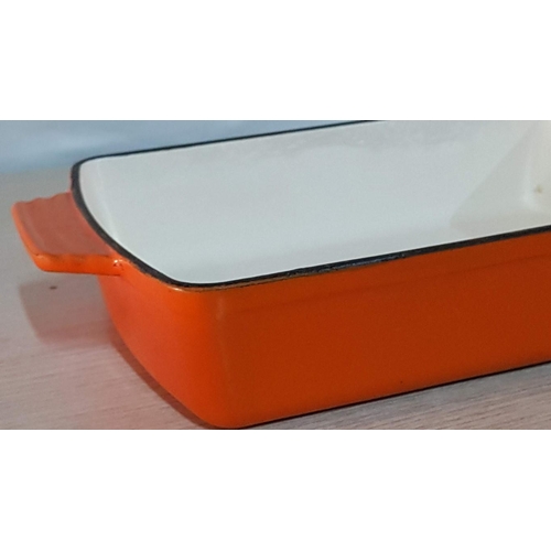 25B - 'Vogue' Rectangular Dish, Cast Iron with Off White Interior and Orange Exterior, (Approx. 29 x 21 x ... 