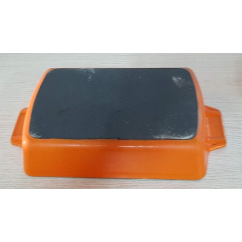 25B - 'Vogue' Rectangular Dish, Cast Iron with Off White Interior and Orange Exterior, (Approx. 29 x 21 x ... 