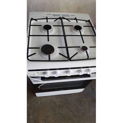 395 - 'Amica' Gas Cooker, (Model: 618GGD4.33H2PFQ W), White with Gas Hob / Burners Over Electric Oven & Gr... 