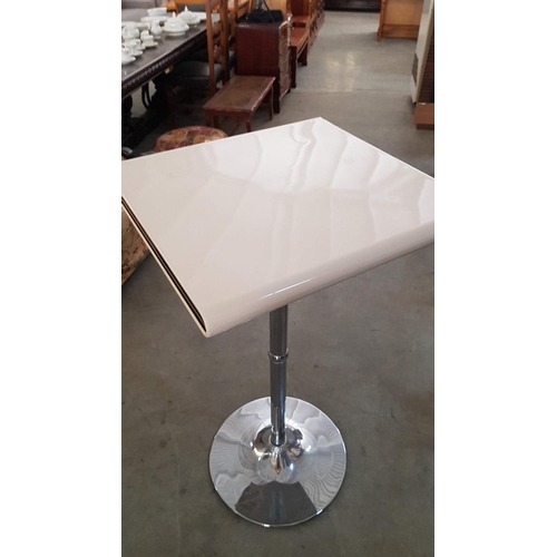 410 - Bar Table Set; White & Chrome Colour Tall Bar Table (59 x 61 x 113cm), Together with Pair of Matchin... 