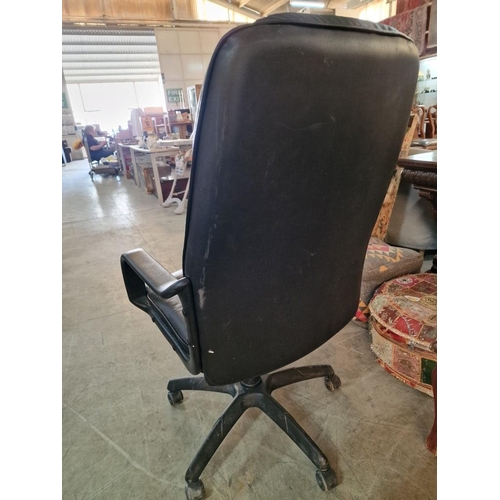 167 - Black Leatherette Office Arm Chairs, Swivel, Adjustable Height, on Wheels