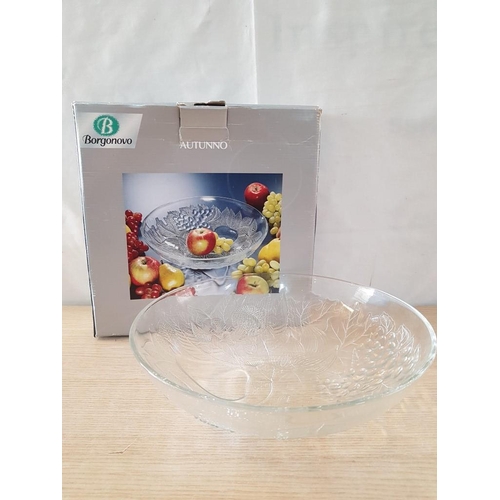 561 - Borgonovo Retro Large Cut Glass Fruit / Salad Bowl, (Approx. Ø: 31cm, H: 9cm) in Original Box