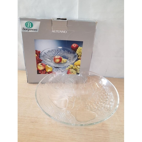 561 - Borgonovo Retro Large Cut Glass Fruit / Salad Bowl, (Approx. Ø: 31cm, H: 9cm) in Original Box