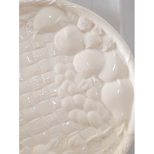 562 - Retro White Ceramic Plate with Embossed Fruit Pattern, (Approx. Ø: 32cm)