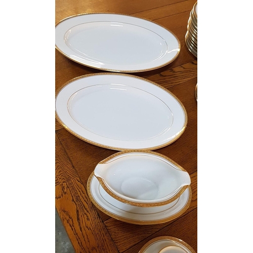 678 - Large Noritake Dinner Set, 110 Pieces in Classic Pattern; White with Gold Rim, Windsor 3782 / Richmo... 