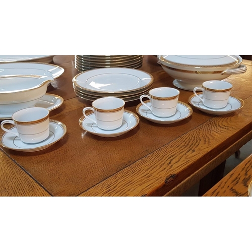 678 - Large Noritake Dinner Set, 110 Pieces in Classic Pattern; White with Gold Rim, Windsor 3782 / Richmo... 